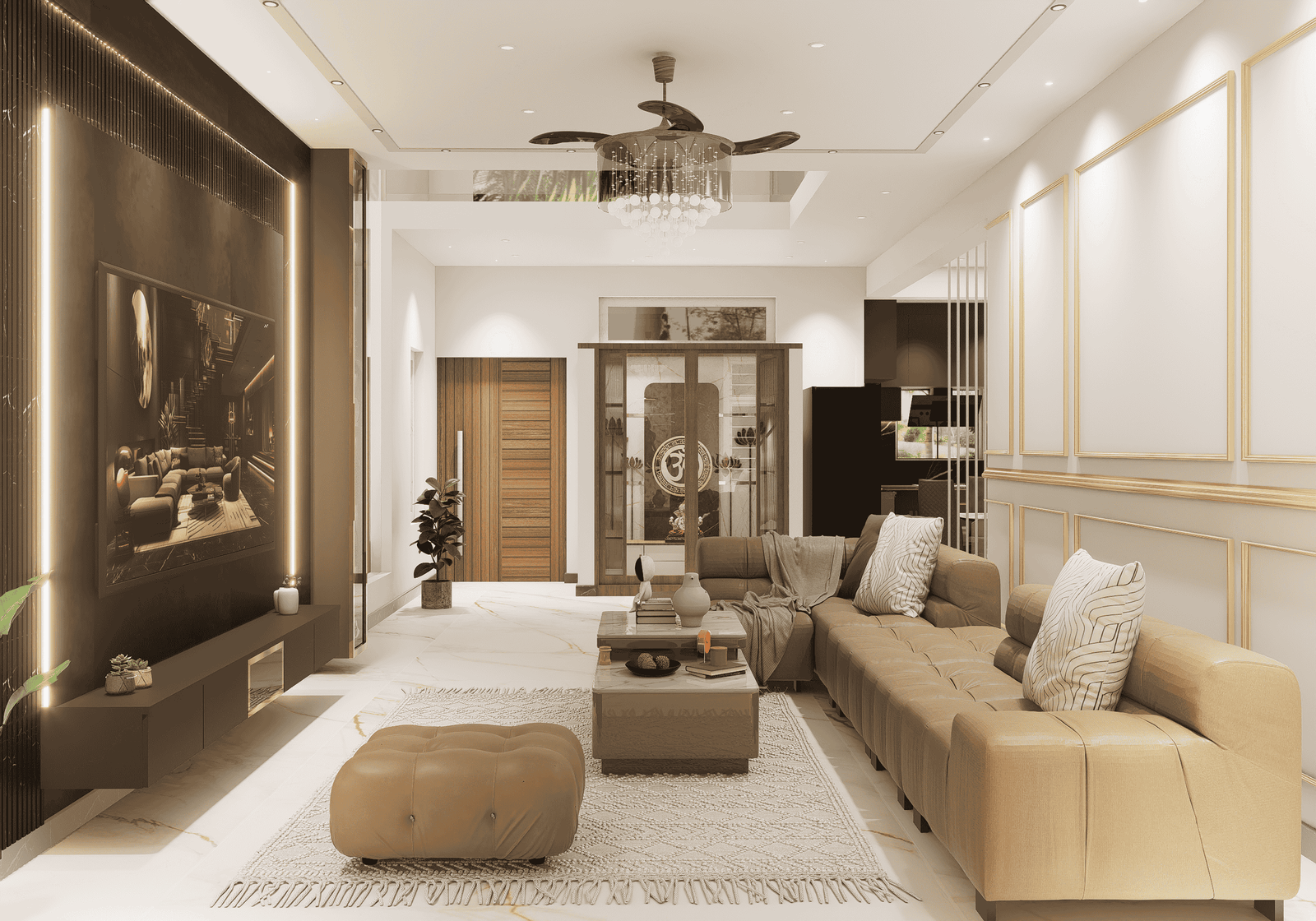 Living room interior design in Shimoga by T&T Interiors